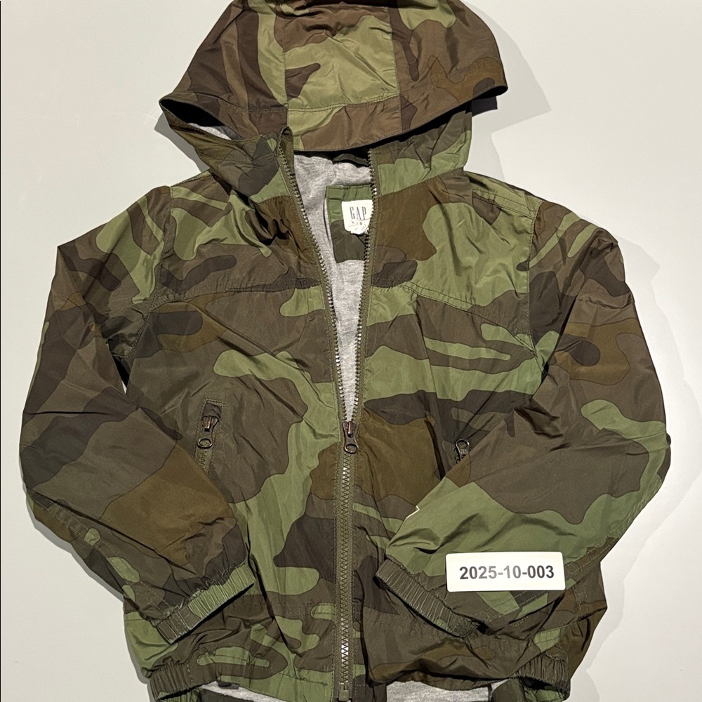 GAP Kids Green Camouflage Hooded Jacket